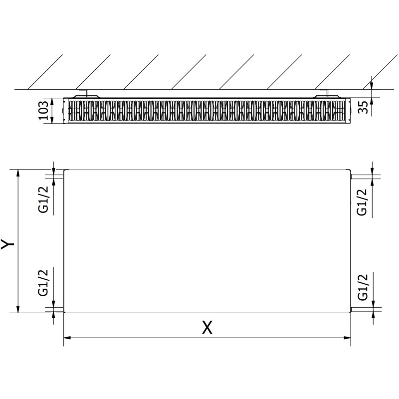 Mexen CF22 Flat plaatradiator 400 x 700 mm, zij-aansluiting, 797 W, wit - W422F-040-070-00
