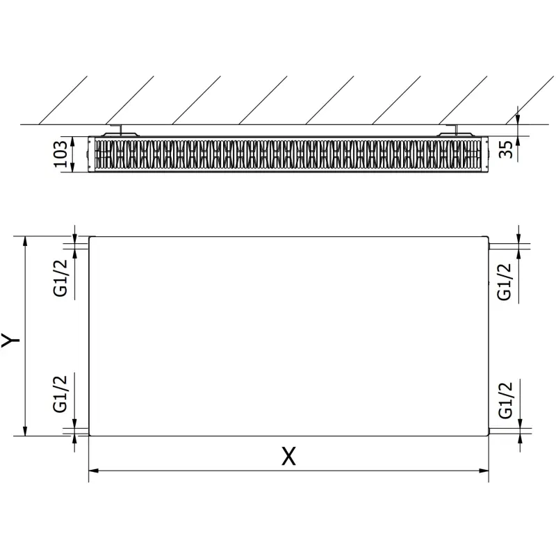 Mexen Flat CF22 radiateur à plaques 600 x 1200 mm, raccordement latéral, 1899 W, blanc - W422F-060-120-00