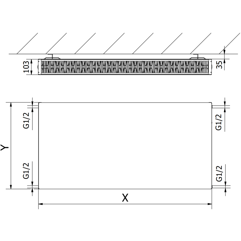Mexen Flat CF22 panel radiator 600 x 2000 mm, side connection, 3165 W, white - W422F-060-200-00