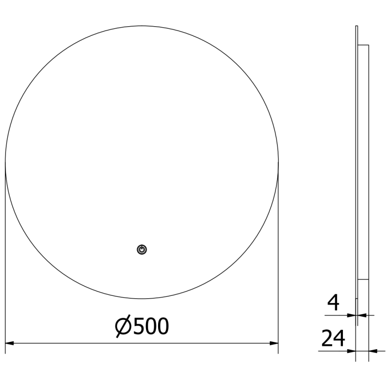 Mexen Erg pyöreä, valaistu kylpehuoneen peili, 50 cm, LED 6000K, huurteen esto - 9823-050-050-611-00