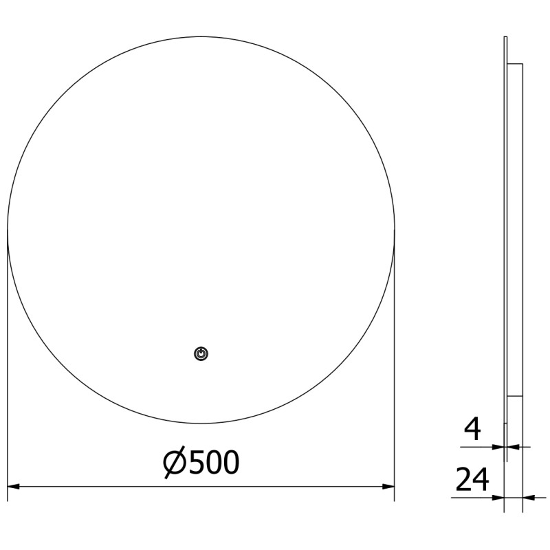 Mexen Erg verlichte ronde badkamerspiegel, 50 cm, LED 6000K, anti-condens - 9823-050-050-611-00