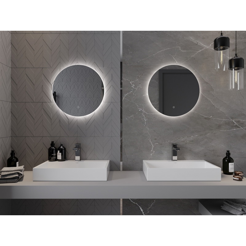 Mexen Erg espejo de baño iluminado, redondo de 50 cm, LED 6000K, antivaho - 9823-050-050-611-00