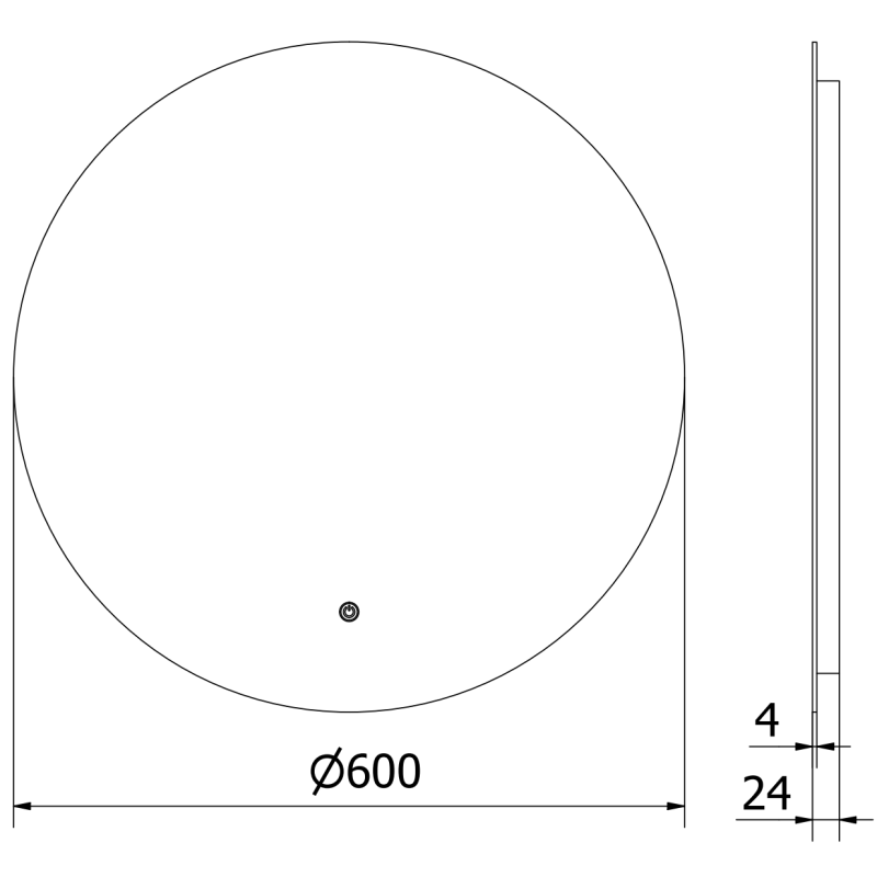 Mexen Erg miroir de salle de bain éclairé, rond 60 cm, LED 6000K, anti-buée - 9823-060-060-611-00