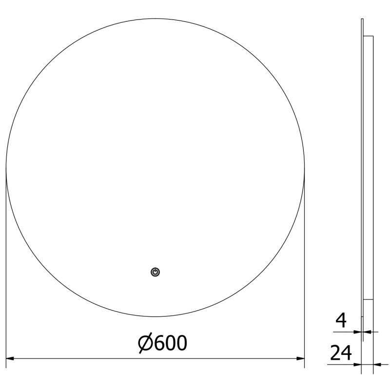 Mexen Erg specchio da bagno illuminato, rotondo 60 cm, LED 6000K, antiappannamento - 9823-060-060-611-00