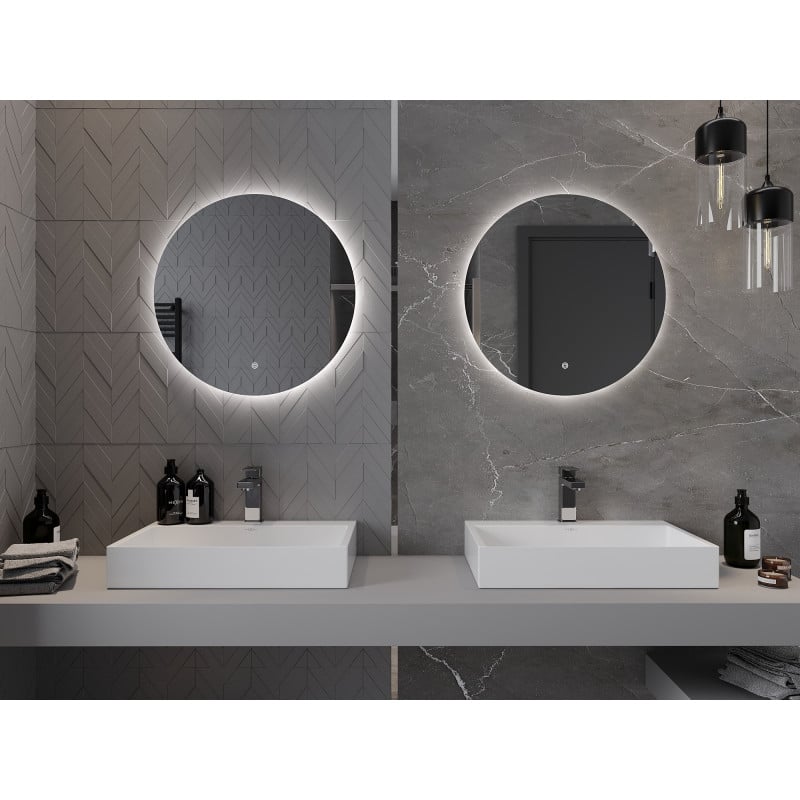 Mexen Erg specchio da bagno illuminato, rotondo 60 cm, LED 6000K, antiappannamento - 9823-060-060-611-00