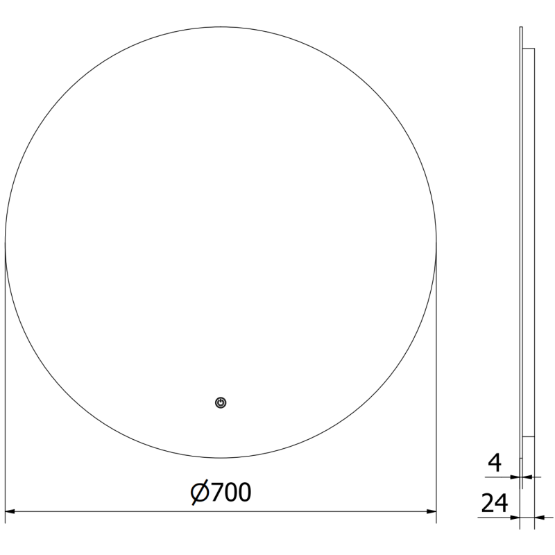 Mexen Erg pyöreä LED-kylpeuhuonepeili, halkaisija 70 cm, 6000K, huurteenesto - 9823-070-070-611-00