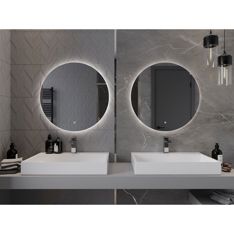 Mexen Erg illuminated bathroom mirror, round 70 cm, LED 6000K, anti-fog - 9823-070-070-611-00