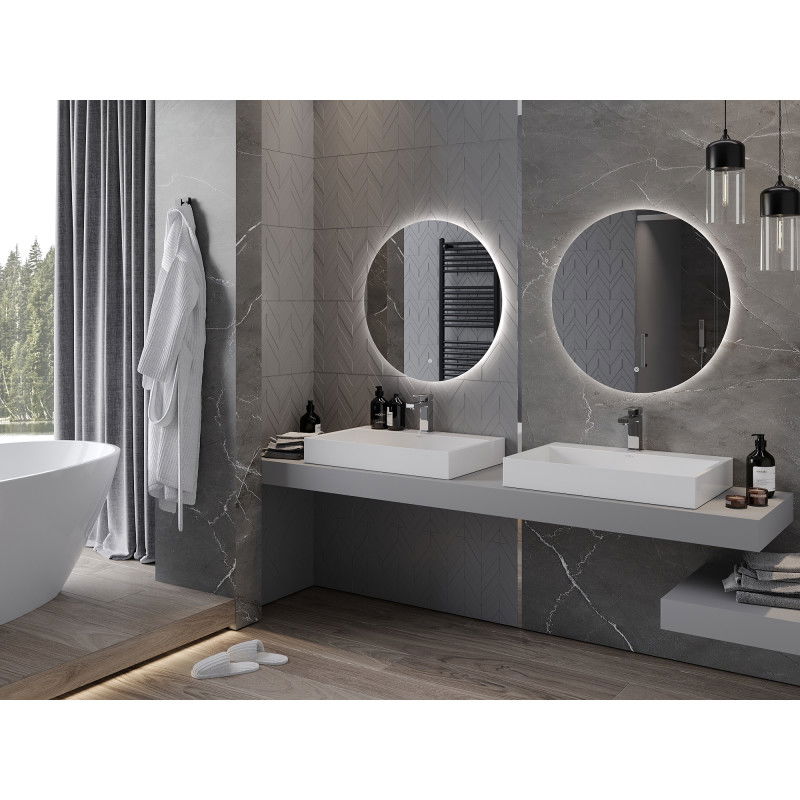 Mexen Erg specchio da bagno illuminato, rotondo 70 cm, LED 6000K, antiappannamento - 9823-070-070-611-00