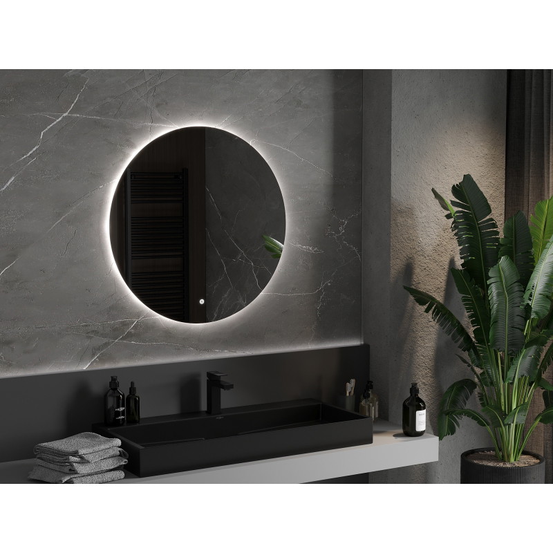 Mexen Erg verlicht ronde badkamerspiegel, 80 cm, LED 6000K, antivermist - 9823-080-080-611-00