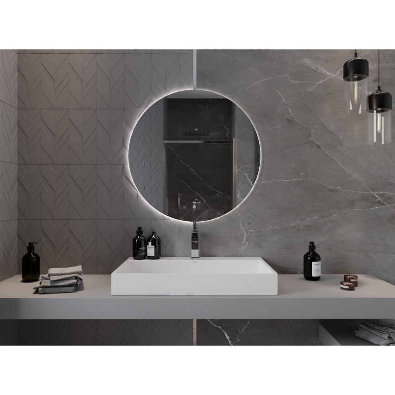 Mexen Erg espejo de baño iluminado, redondo de 80 cm, LED 6000K, antivaho - 9823-080-080-611-00
