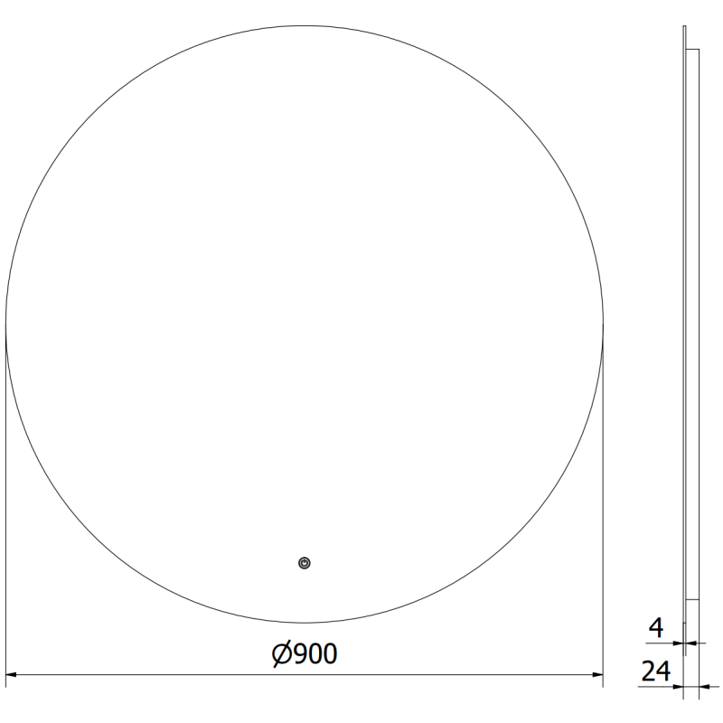 Mexen Erg rund belyst badrumsspegel, 90 cm, LED 6000K, antifog - 9823-090-090-611-00