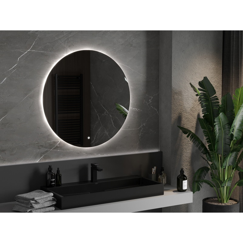 Mexen Erg espejo de baño iluminado, redondo 90 cm, LED 6000K, antivaho - 9823-090-090-611-00
