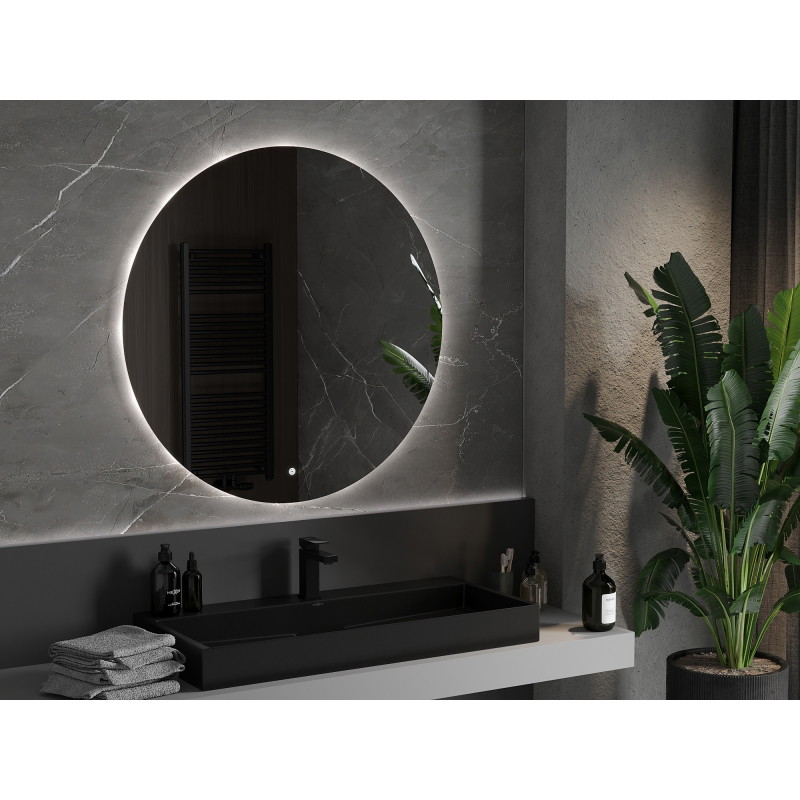 Mexen Erg miroir de salle de bain éclairé, rond 100 cm, LED 6000K, anti-buée - 9823-100-100-611-00