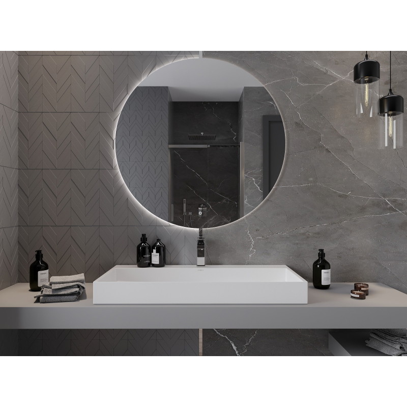 Mexen Erg miroir de salle de bain éclairé, rond 100 cm, LED 6000K, anti-buée - 9823-100-100-611-00