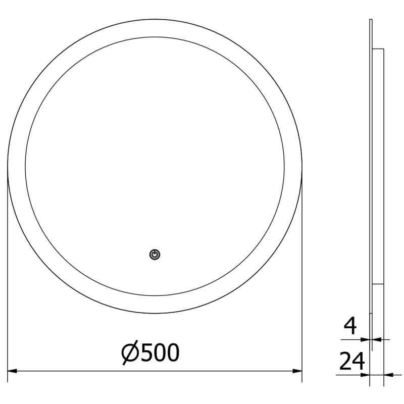 Mexen Oro lustro łazienkowe podświetlane, okragłe 50 cm, LED 6000K, antypara - 9824-050-050-611-00