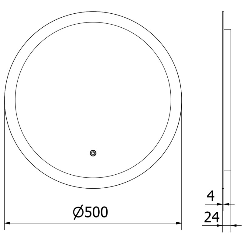 Mexen Oro miroir de salle de bains éclairé, rond 50 cm, LED 6000K, anti-buée - 9824-050-050-611-00