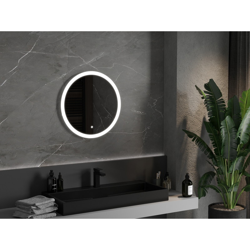Mexen Oro espejo de baño iluminado, redondo de 60 cm, LED 6000K, antivaho - 9824-060-060-611-00