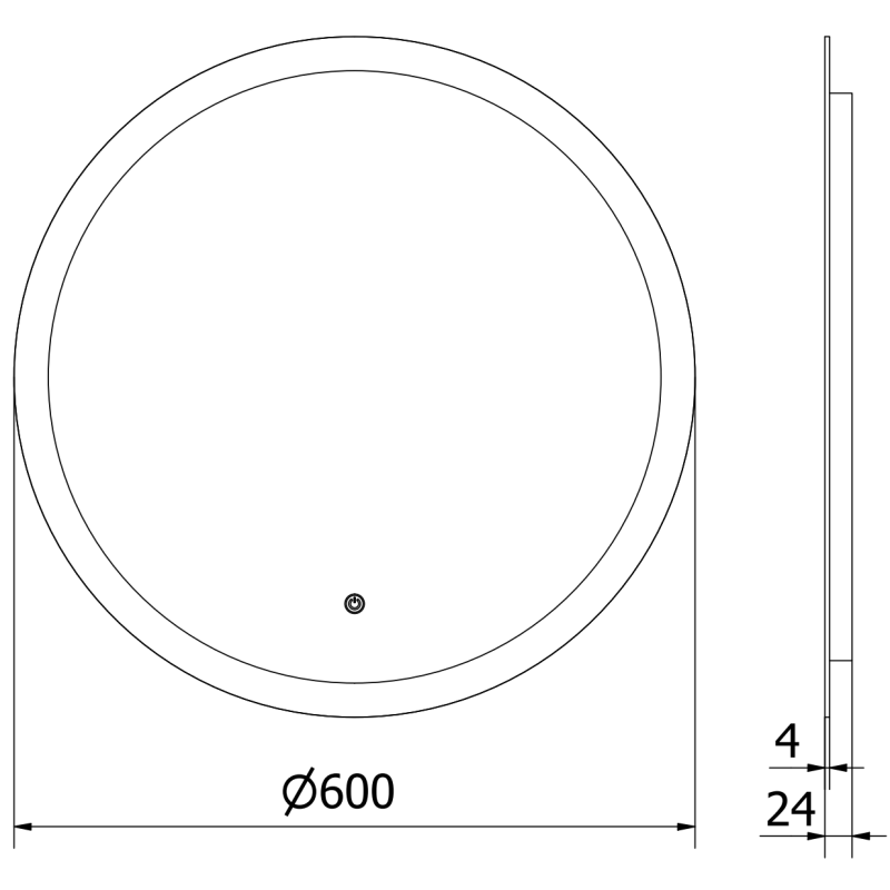 Mexen Oro beleuchteter Badezimmerspiegel, rund 60 cm, LED 6000K, Antibeschlag - 9824-060-060-611-00