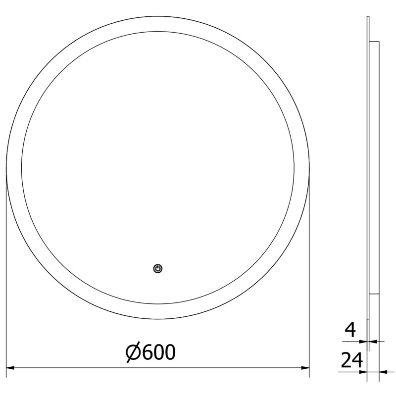 Mexen Oro verlicht badkamerspiegel, rond 60 cm, LED 6000K, antivries - 9824-060-060-611-00