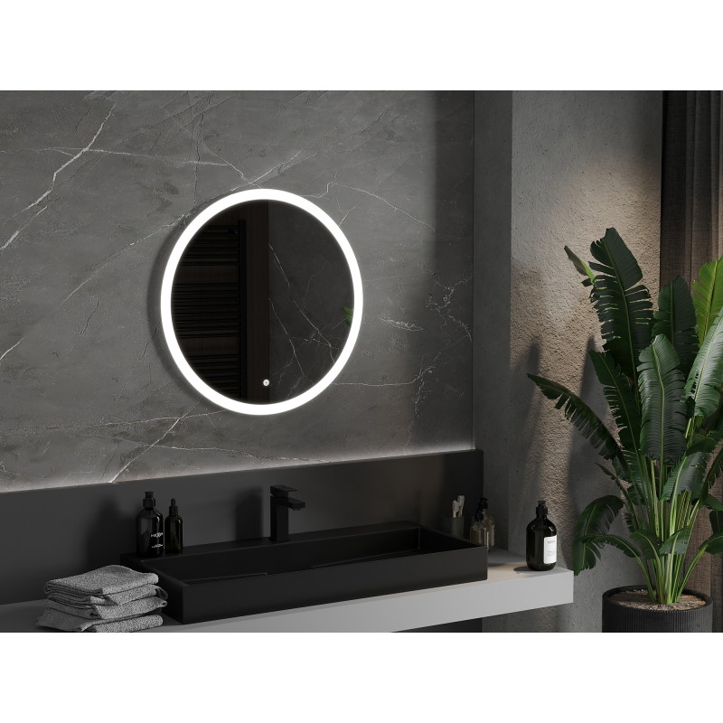 Mexen Oro beheizter, beleuchteter Badezimmerspiegel, 70 cm rund, LED 6000K, Antifog - 9824-070-070-611-00