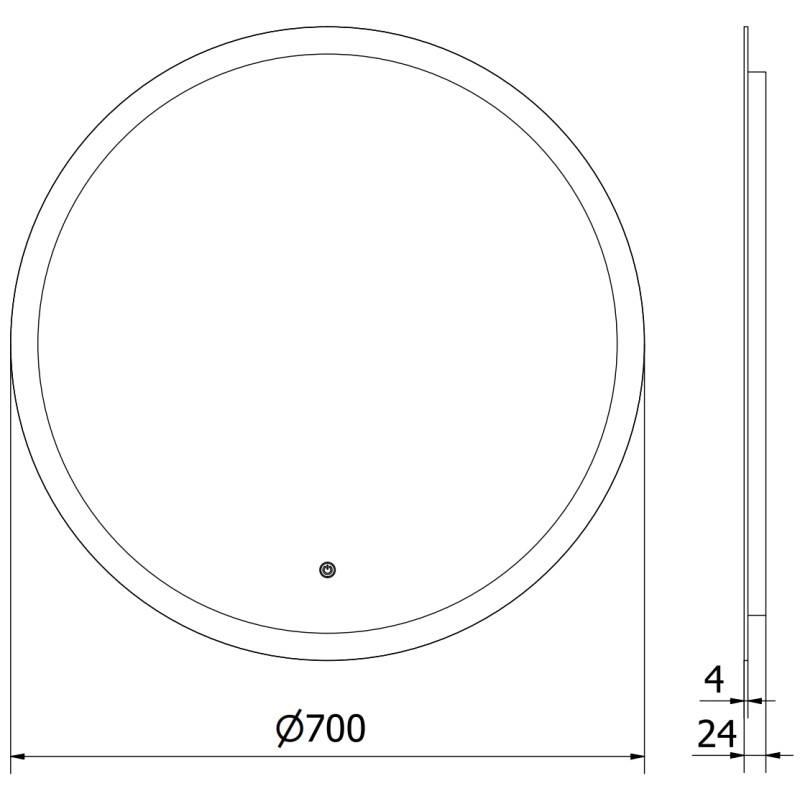 Mexen Oro beheizter, beleuchteter Badezimmerspiegel, 70 cm rund, LED 6000K, Antifog - 9824-070-070-611-00