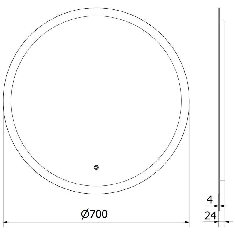 Mexen Oro Specchio da Bagno Retroilluminato, Rotondo 70 cm, LED 6000K, Antiappannamento - 9824-070-070-611-00