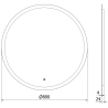 Mexen Oro beleuchteter Badezimmerspiegel, rund 80 cm, LED 6000K, Antibeschlag - 9824-080-080-611-00