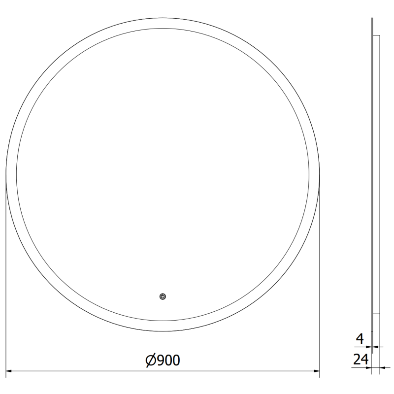 Mexen Oro pyöreä, valaistu kylpyhuonepeili, 90 cm, LED 6000K, huurteenesto - 9824-090-090-611-00