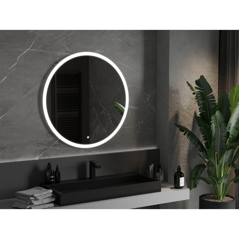 Mexen Oro espejo de baño iluminado, redondo de 90 cm, LED 6000K, antivaho - 9824-090-090-611-00