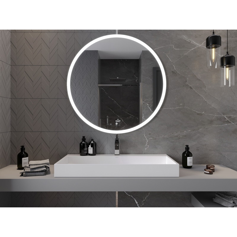 Mexen Oro miroir de salle de bain éclairé, rond 100 cm, LED 6000K, anti-buée - 9824-100-100-611-00