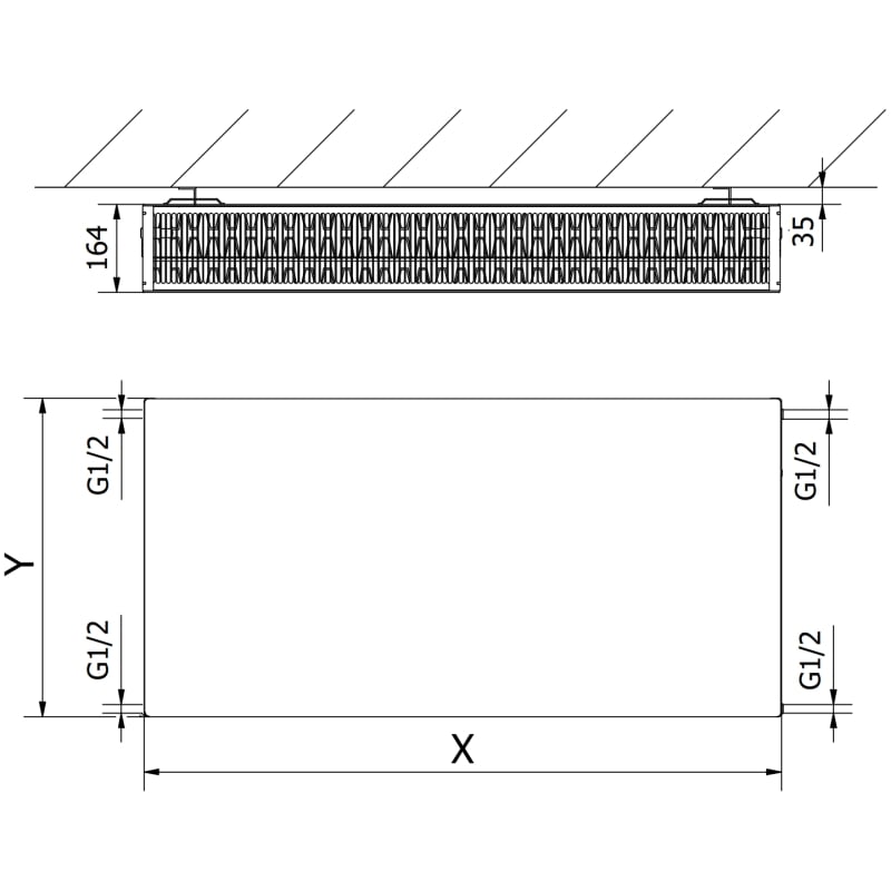 Mexen CF33 Flat plaatradiator 900 x 700 mm, zijaansluiting, 2101 W, wit - W433F-090-070-00