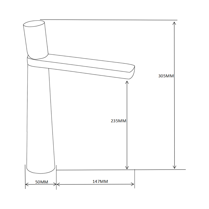 Mexen Nox grifo alto de lavabo, negro - 744210-70