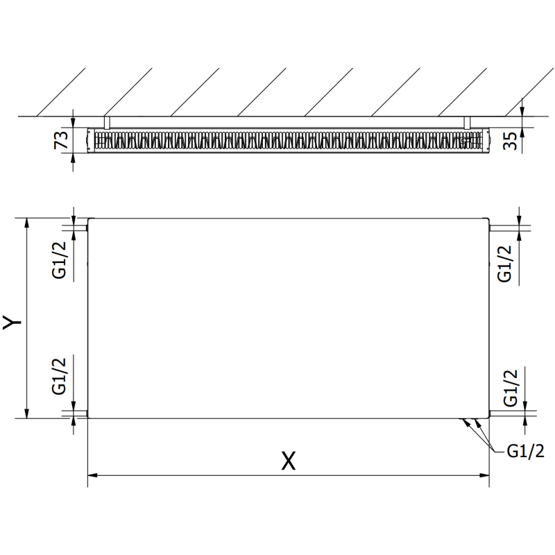Mexen Flat CVF21 radiateur à panneaux 900 x 600 mm, raccordement par le bas, 954 W, blanc - W621F-090-060-00