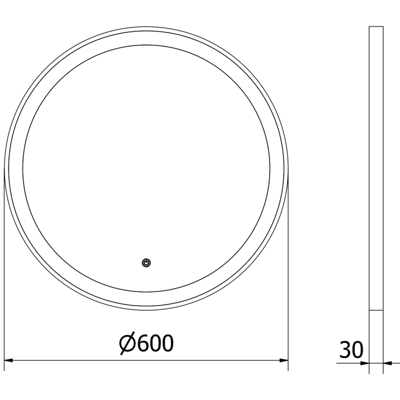 Mexen Esso pyöreä, valaistu kylpyhuoneen peili, 60 cm, LED 6000K, huurteenesto, kultainen kehys - 9825-060-060-611-50