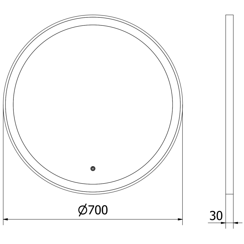 Mexen Esso beleuchteter Badezimmerspiegel, rund 70 cm, LED 6000K, Antibeschlag, goldener Rahmen - 9825-070-070-611-50