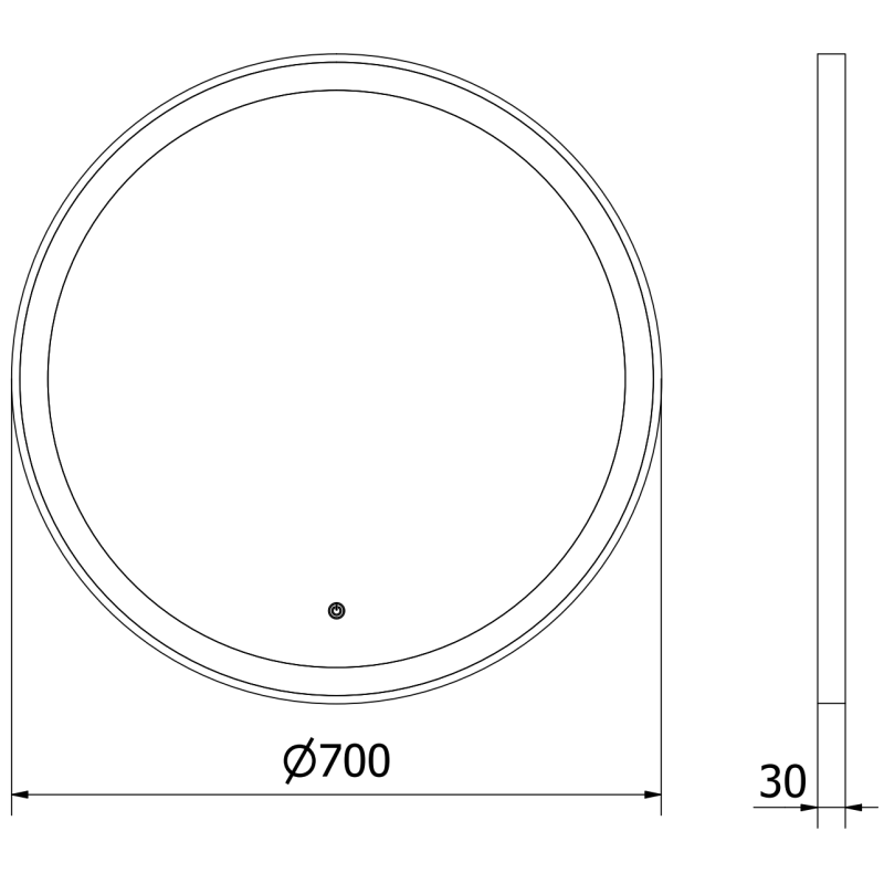 Mexen Esso specchio da bagno illuminato, rotondo 70 cm, LED 6000K, antinebbia, cornice dorata - 9825-070-070-611-50