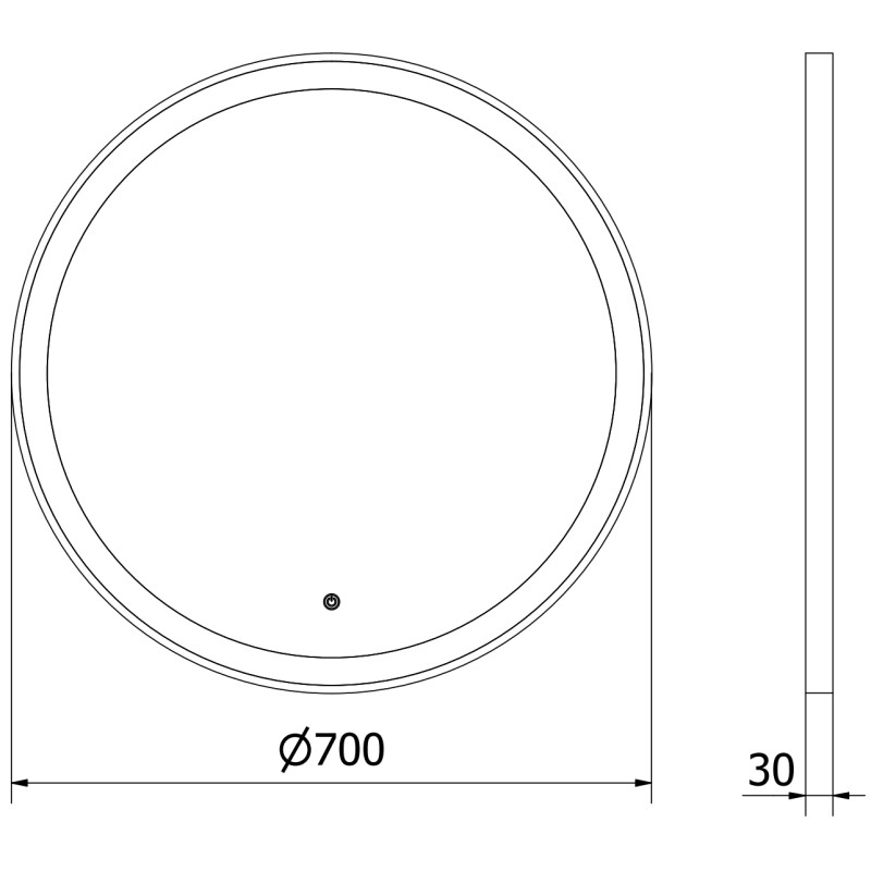 Mexen Esso vannas istabas spogulis ar apgaismojumu, apaļš 70 cm, LED 6000K, pretmiglas, zelta rāmis - 9825-070-070-611-50