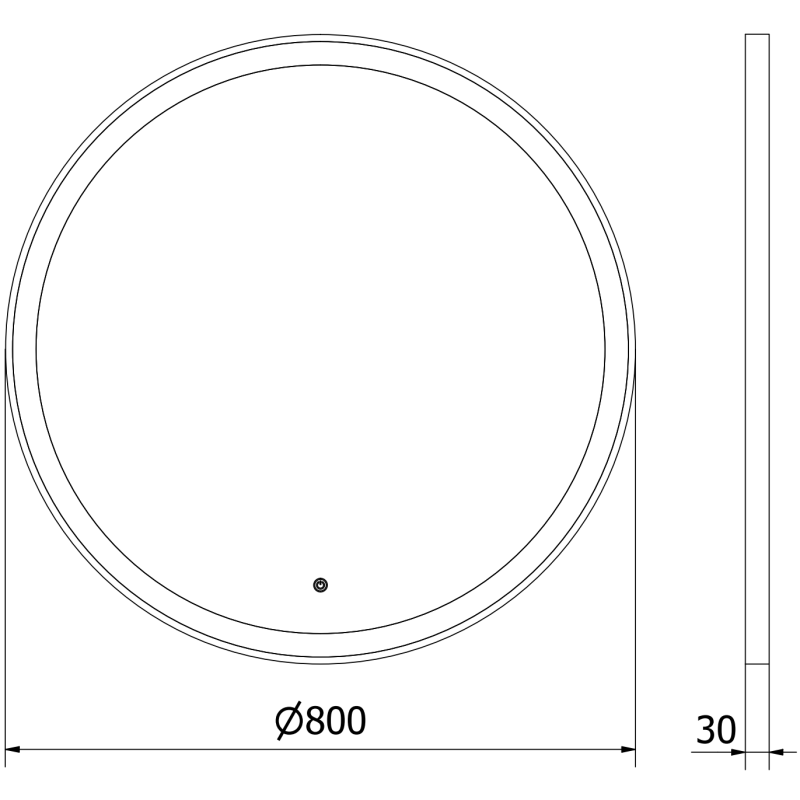 Mexen Esso miroir de salle de bains éclairé, rond 80 cm, LED 6000K, antibuée, cadre doré - 9825-080-080-611-50