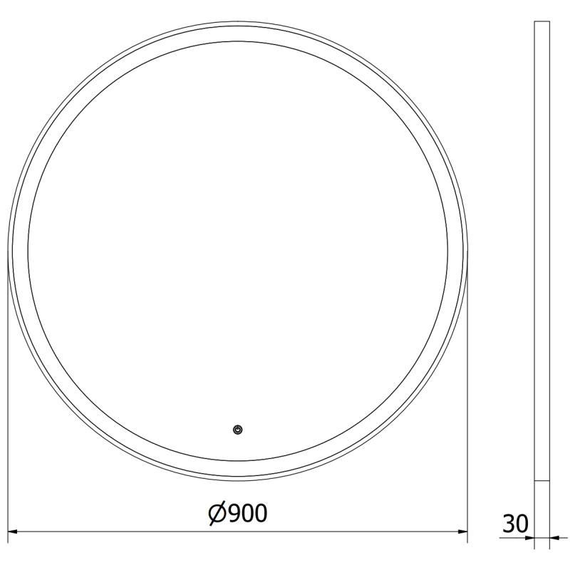 Mexen Esso rund, belyst badrumsspegel, 90 cm, LED 6000K, imfri, guldram - 9825-090-090-611-50