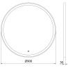 Mexen Esso miroir de salle de bain éclairé, rond 90 cm, LED 6000K, anti-buée, cadre doré - 9825-090-090-611-50