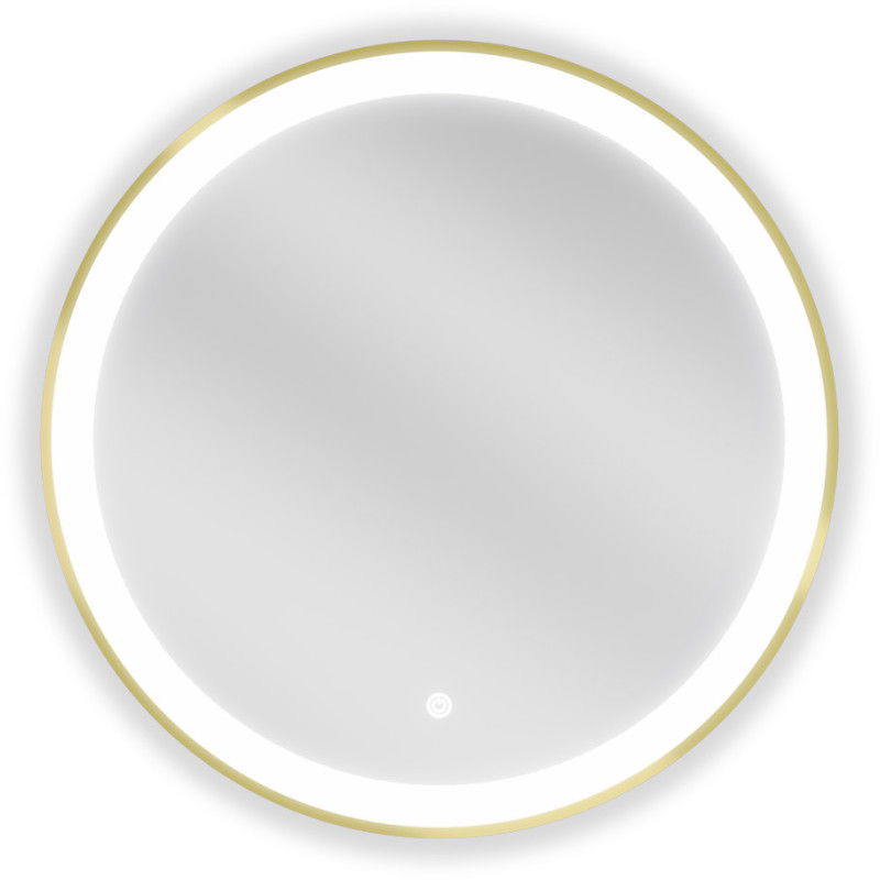 Mexen Esso beleuchteter Badezimmerspiegel, rund 60 cm, LED 6000K, Antibeschlag, goldener Rahmen - 9825-060-060-611-50