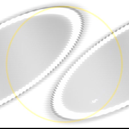 Mexen Esso ronnbeliichten Buedzëmmer Spigel, ronnen 60 cm, LED 6000K, anti-Faar, gëllene Kader - 9825-060-060-611-50