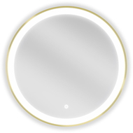 Mexen Esso miroir de salle de bains éclairé, rond 60 cm, LED 6000K, antibuée, cadre doré - 9825-060-060-611-50