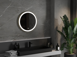 Mexen Esso specchio da bagno illuminato, rotondo 60 cm, LED 6000K, antiappannamento, cornice dorata - 9825-060-060-611-50