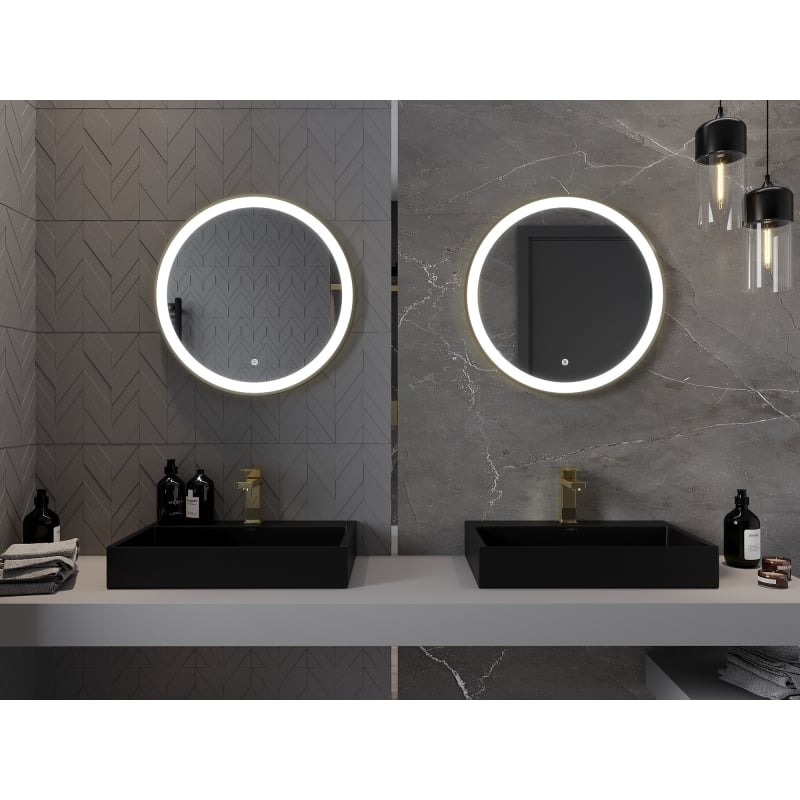 Mexen Esso lustro łazienkowe podświetlane, okragłe 60 cm, LED 6000K, antypara, rama złota - 9825-060-060-611-50