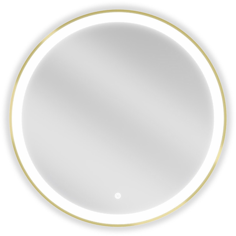 Mexen Esso verlichte ronde badkamer spiegel, 70 cm, LED 6000K, anti-condens, goudkleurig frame - 9825-070-070-611-50