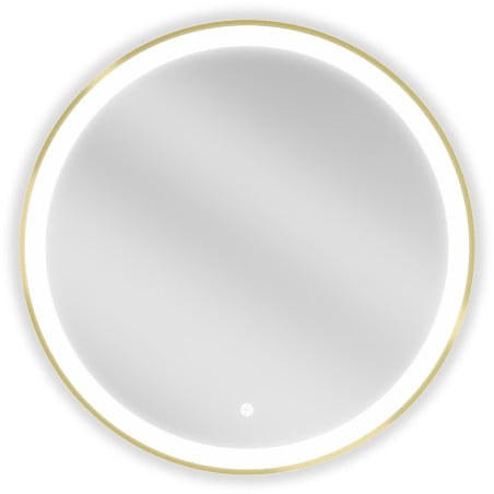 Mexen Esso apgaismots vannas istabas spogulis, apaļš 70 cm, LED 6000K, pretmiglas, zelta rāmis - 9825-070-070-611-50