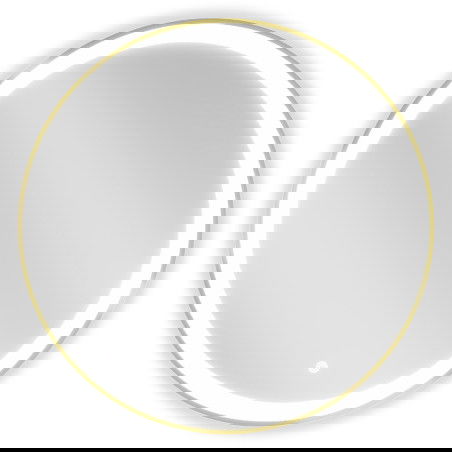 Mexen Esso valaistu pyöreä kylpyhuonepeili, 70 cm, LED 6000K, huurtumaton, kultainen kehys - 9825-070-070-611-50