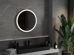 Mexen Esso specchio da bagno illuminato, rotondo 70 cm, LED 6000K, antinebbia, cornice dorata - 9825-070-070-611-50