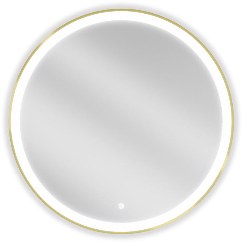 Mexen Esso beleuchteter Badezimmer-Spiegel, rund 80 cm, LED 6000K, Antibeschlag, goldener Rahmen - 9825-080-080-611-50